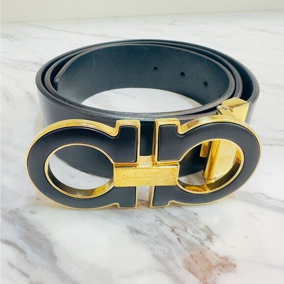 Salvatore Ferragamo Black and Gold Belt - Picture 4 of 6